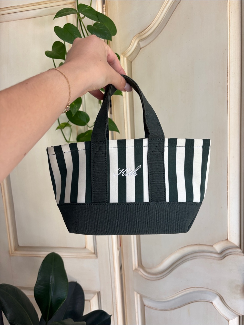 Kith Green & White Stripe Canvas Mini Tote